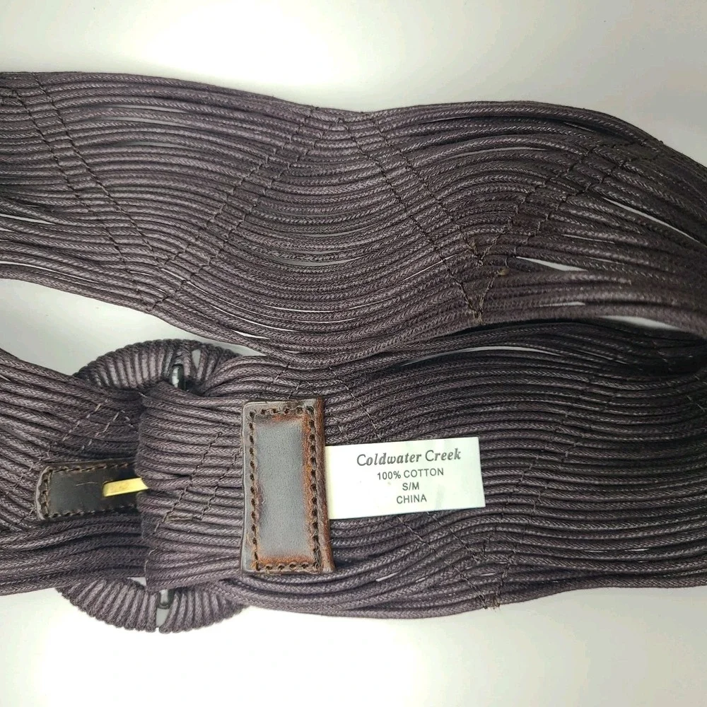Coldwater Creek Wide Belt S/M Brown Woven Boho Statement Belt EUC
